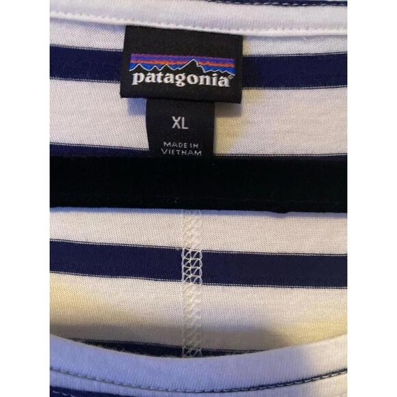 Patagonia Misty Meadow Top XL white and blue cotton 3/4 sleeves - Picture 3 of 5